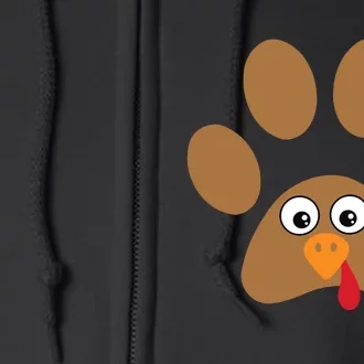 Dog Paw Print Thanksgiving Turkey Full Zip Hoodie