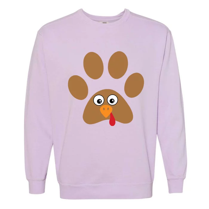 Dog Paw Print Thanksgiving Turkey Garment-Dyed Sweatshirt