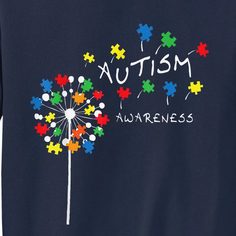 Dandelion Puzzle Piece Cool Autism Awareness Gift Tall Sweatshirt