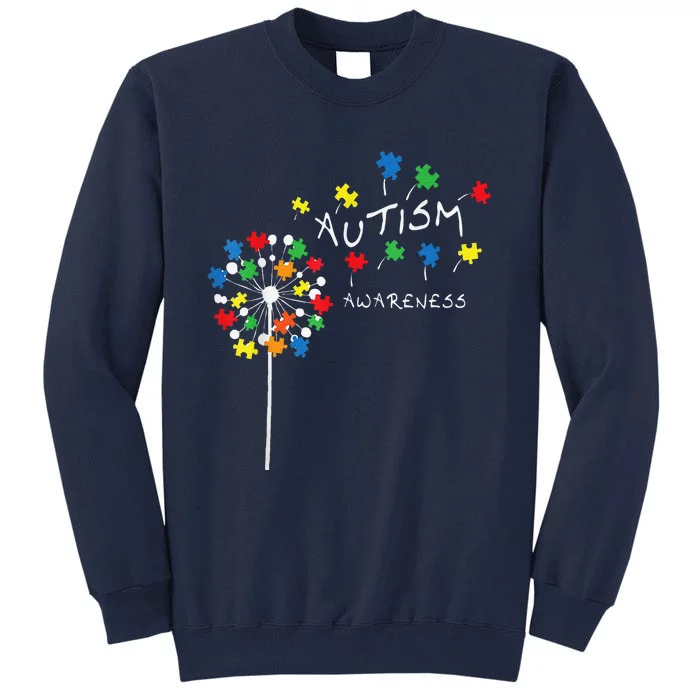 Dandelion Puzzle Piece Cool Autism Awareness Gift Tall Sweatshirt