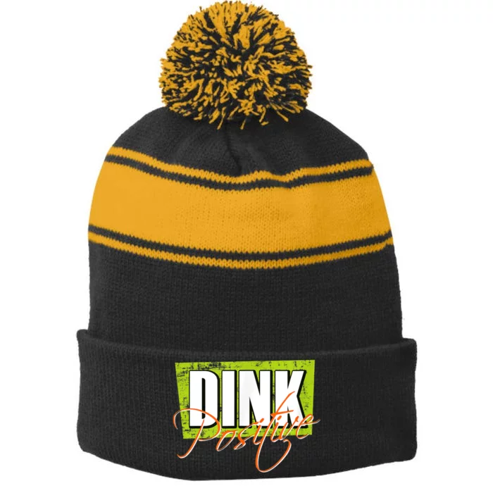 Dink Positive Pickleball Stripe Pom Pom Beanie