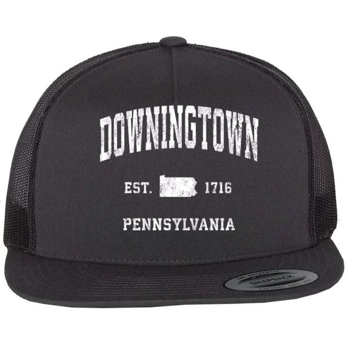 Downingtown Pennsylvania Pa Vintage Athletic Sports Flat Bill Trucker Hat