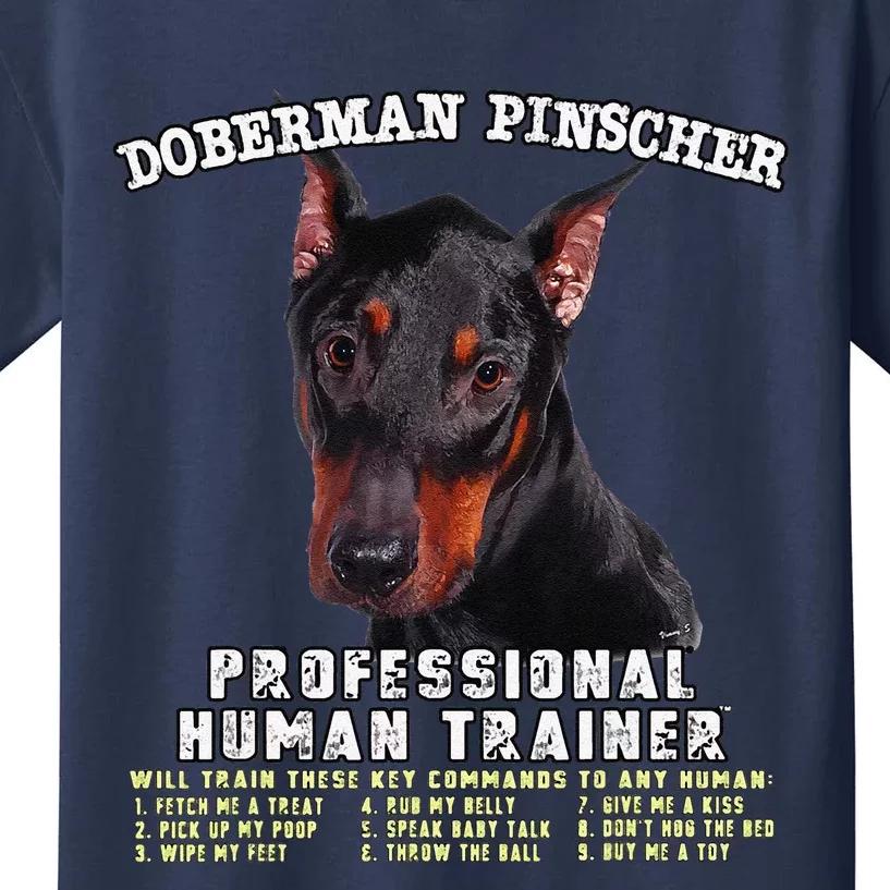 Doberman Pinscher Professional Human Trainer Cute Dog Kids T-Shirt