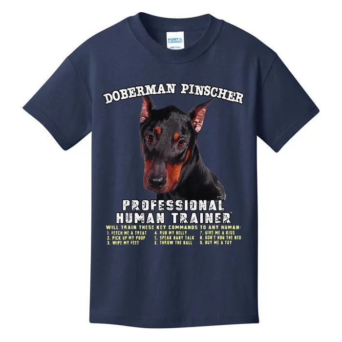 Doberman Pinscher Professional Human Trainer Cute Dog Kids T-Shirt