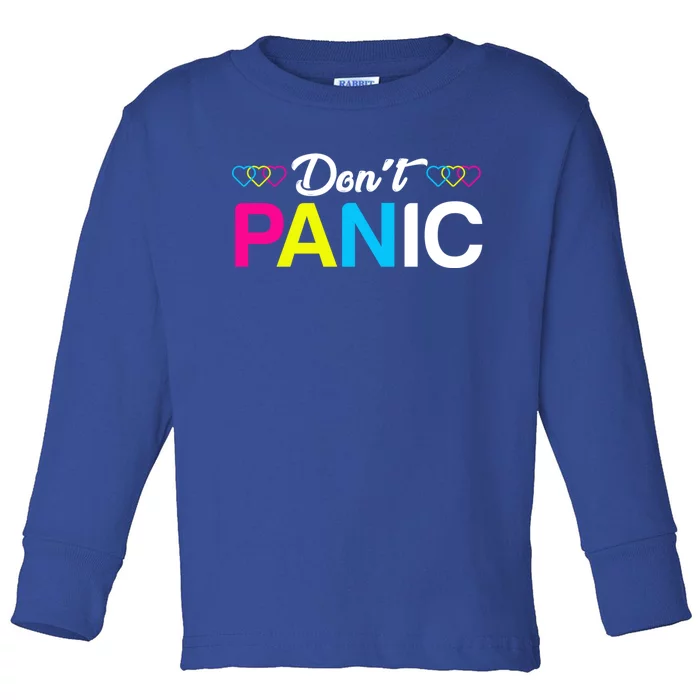 Dont Panic Pansexual Pride Pun Lgbt Rights Humor Art Designe Cool Gift Toddler Long Sleeve Shirt