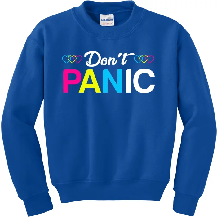 Dont Panic Pansexual Pride Pun Lgbt Rights Humor Art Designe Cool Gift Kids Sweatshirt