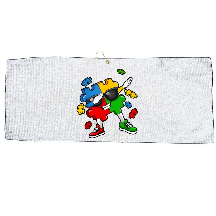 Dabbing Puzzle Piece Sunglasses Autism Awareness Large Microfiber Waffle Golf Towel