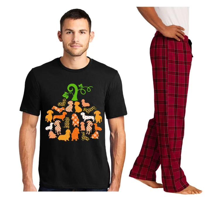 Dachshund Pumpkin Plaid Leopard Dog Halloween Decor Pajama Set