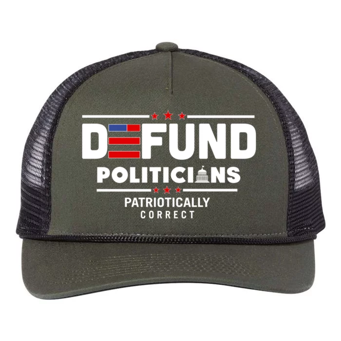 Defund Politicians Patriotically Correct Retro Rope Trucker Hat Cap