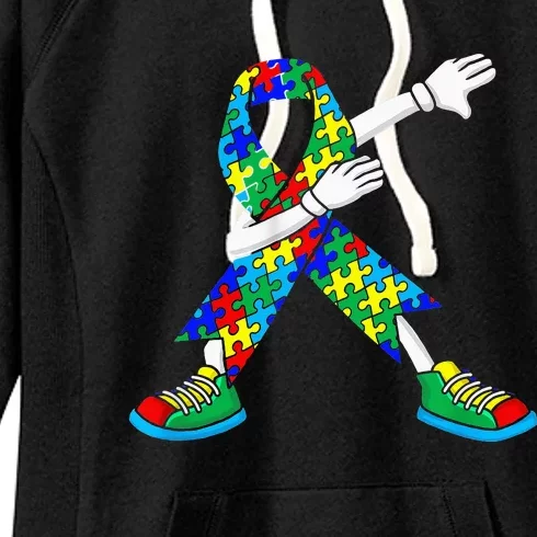 Dabbing Puzzle Piece Love Autism Awareness Women's Fleece Hoodie