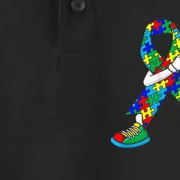 Dabbing Puzzle Piece Love Autism Awareness Dry Zone Grid Performance Polo