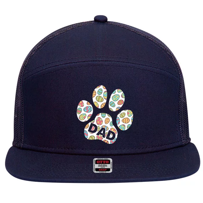 Dog Paw Print Fathers Day Cute Easter Egg Dad Papa Husband Gift 7 Panel Mesh Trucker Snapback Hat