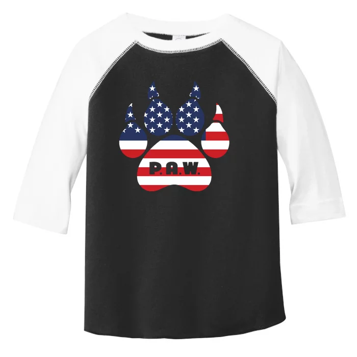 Dog Paw Print American Flag Usa Patriotic Toddler Fine Jersey T-Shirt