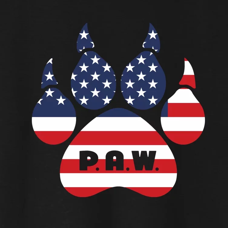 Dog Paw Print American Flag Usa Patriotic Women's Crop Top Tee