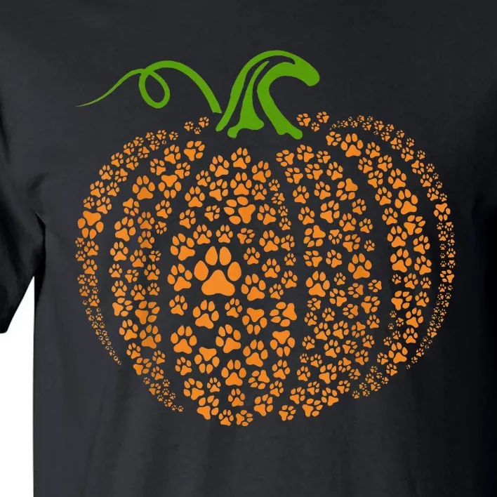 Dog Paw Print Pumpkin Autumn Fall Animal Lover Halloween Tall T-Shirt