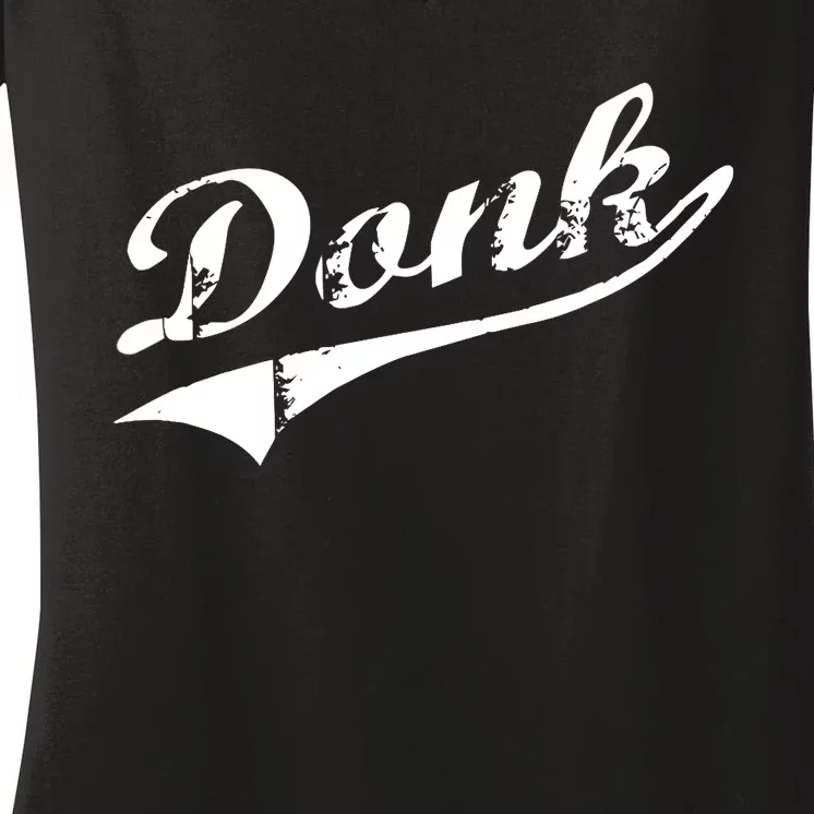 Donk Poker Player Retro Distressed Style Women's V-Neck T-Shirt