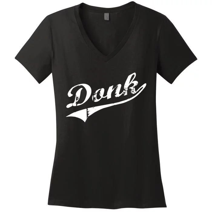 Donk Poker Player Retro Distressed Style Women's V-Neck T-Shirt