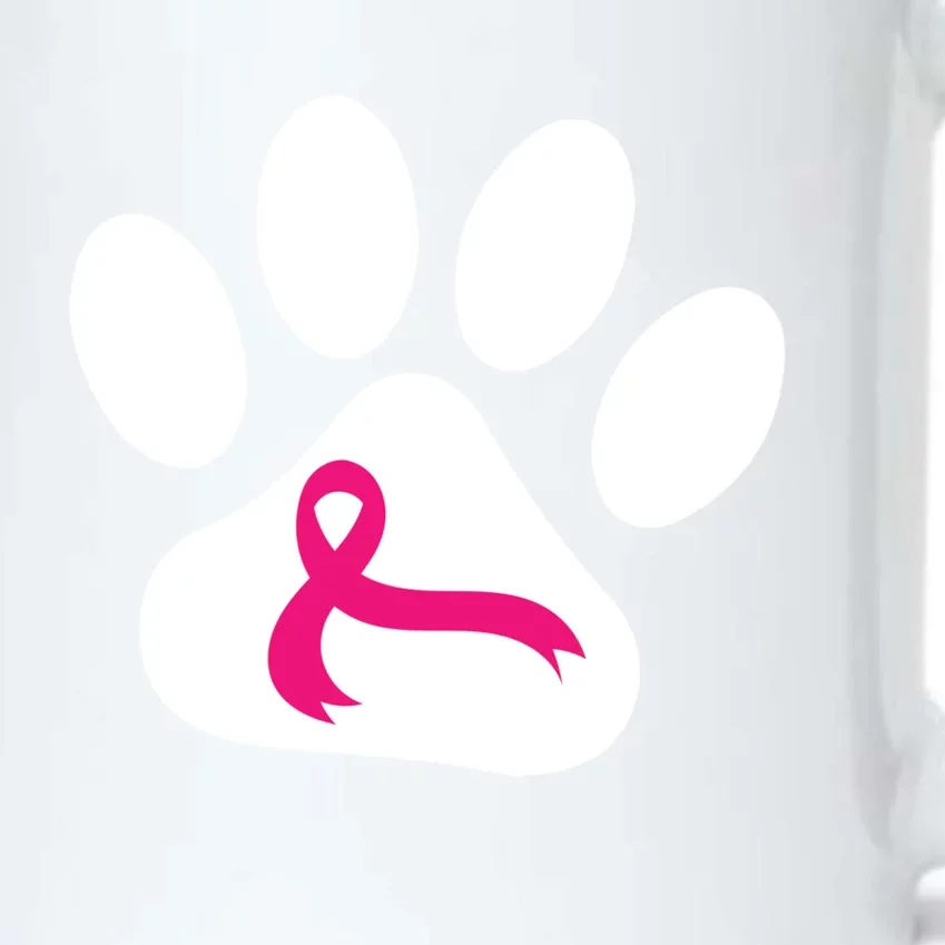 Dog Paw Print Breast Cancer Awareness Pink Ribbon Warrior Gift Black Color Changing Mug