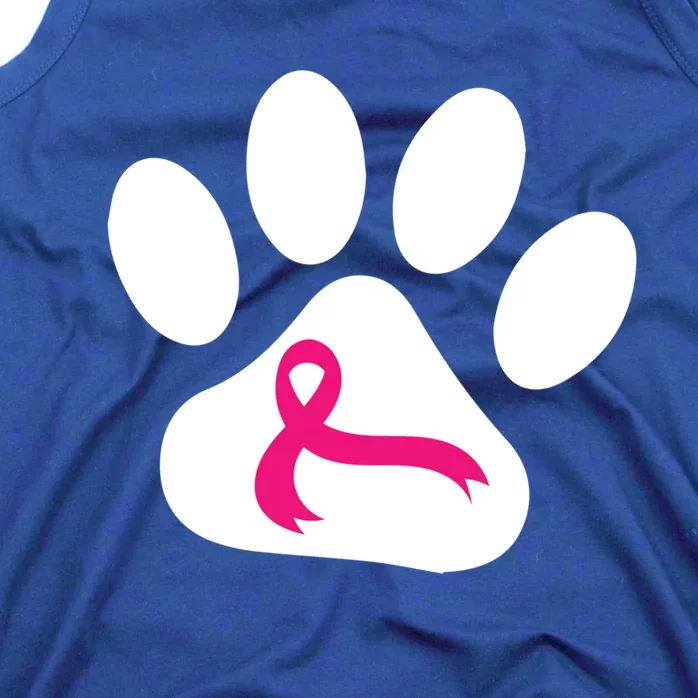 Dog Paw Print Breast Cancer Awareness Pink Ribbon Warrior Gift Tank Top