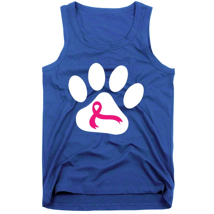 Dog Paw Print Breast Cancer Awareness Pink Ribbon Warrior Gift Tank Top