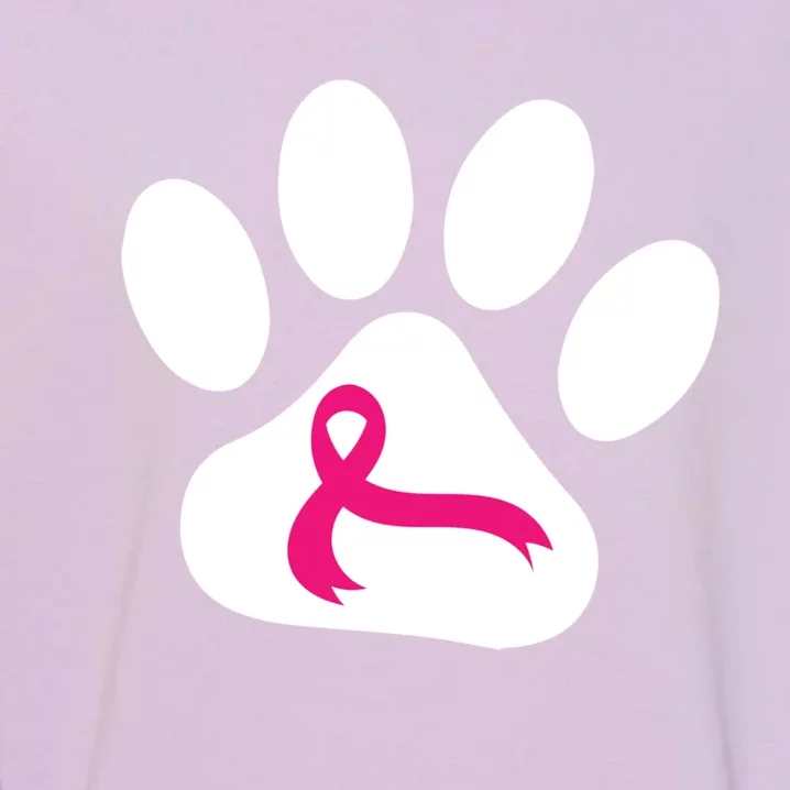 Dog Paw Print Breast Cancer Awareness Pink Ribbon Warrior Gift Garment-Dyed Sweatshirt