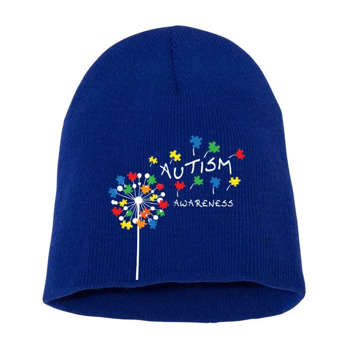 Dandelion Puzzle Piece Cool Autism Awareness Gift Short Acrylic Beanie