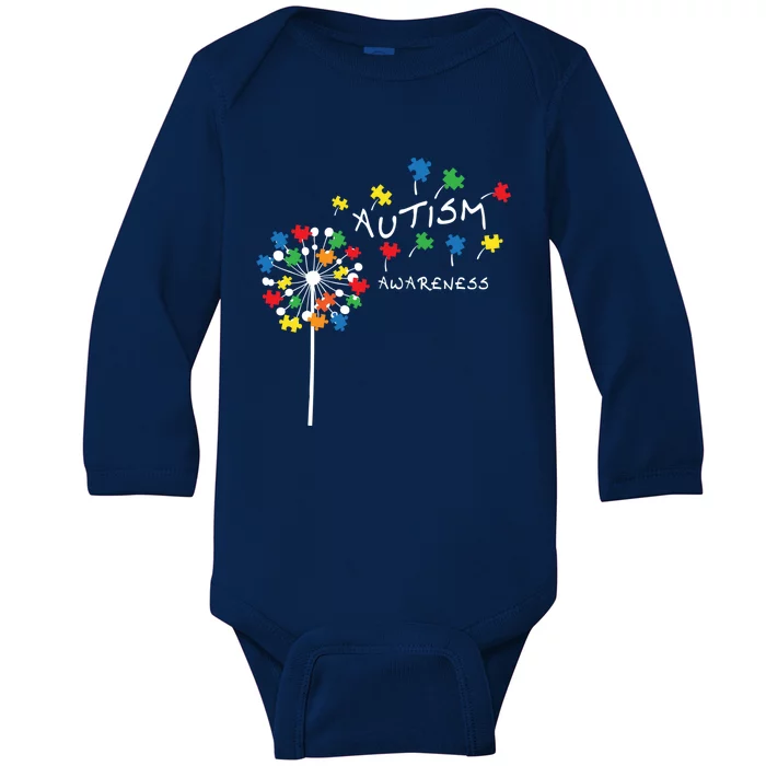 Dandelion Puzzle Piece Cool Autism Awareness Gift Baby Long Sleeve Bodysuit