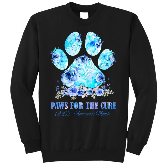 Dog Print Paws For The Cure ALS Awareness Month Tall Sweatshirt