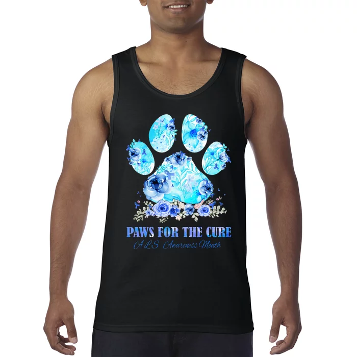 Dog Print Paws For The Cure ALS Awareness Month Tank Top