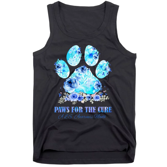 Dog Print Paws For The Cure ALS Awareness Month Tank Top