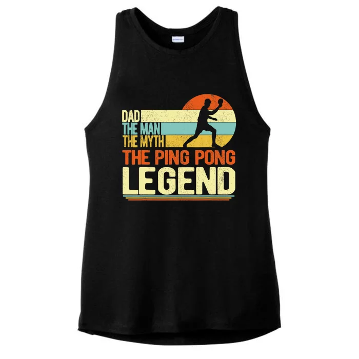 Dad Ping Pong Player Paddle Ball Ping Pong Legend Retro Ladies Tri-Blend Wicking Tank