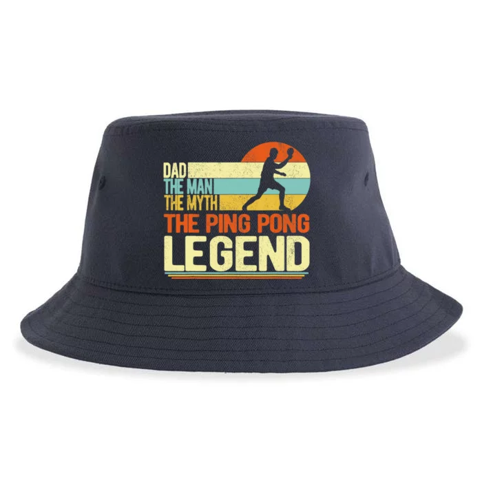 Dad Ping Pong Player Paddle Ball Ping Pong Legend Retro Sustainable Bucket Hat