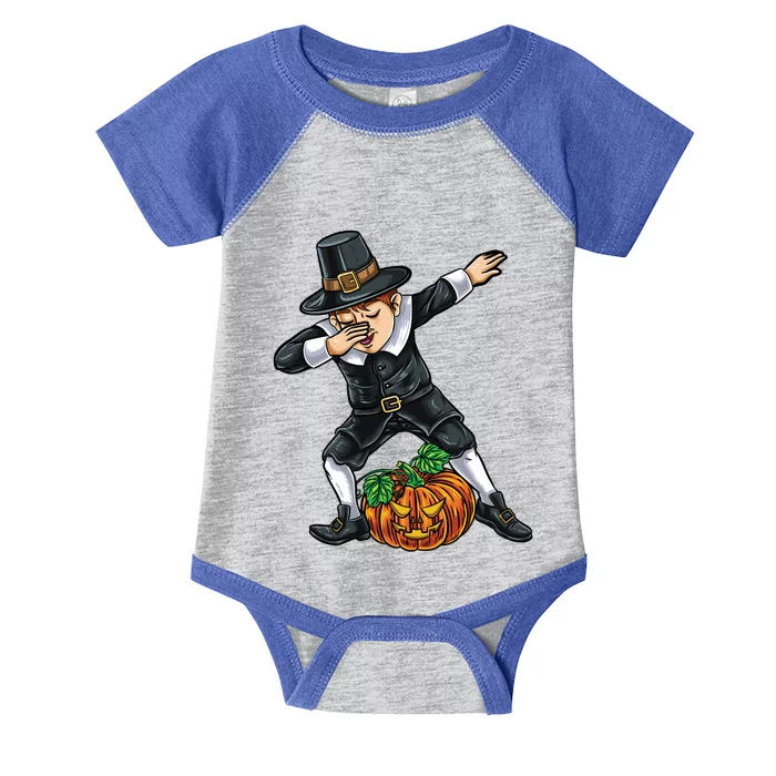 Dabbing Pilgrim Pumpkin Thanksgiving Cool Gift Infant Baby Jersey Bodysuit