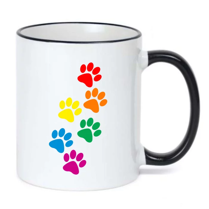 Dog Paw Print Dog Pride Rainbow Dog Black Color Changing Mug