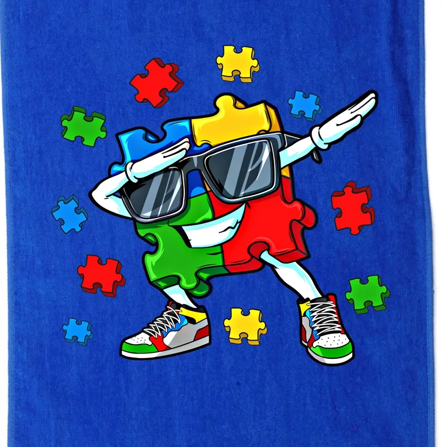 Dabbing Puzzle Pieces Autism Awareness Day Dab Gift Platinum Collection Golf Towel