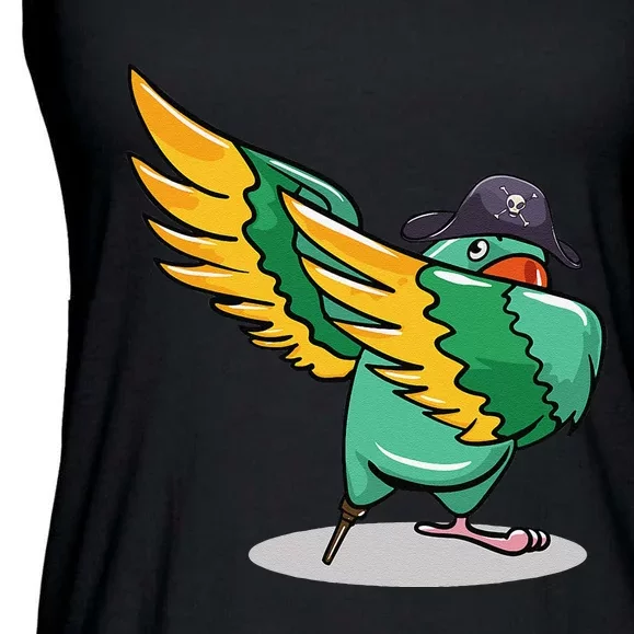 Dabbing Pirate Parrot Gift Illustration Bird Lovers Ladies Essential Flowy Tank