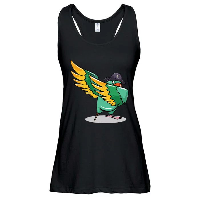 Dabbing Pirate Parrot Gift Illustration Bird Lovers Ladies Essential Flowy Tank