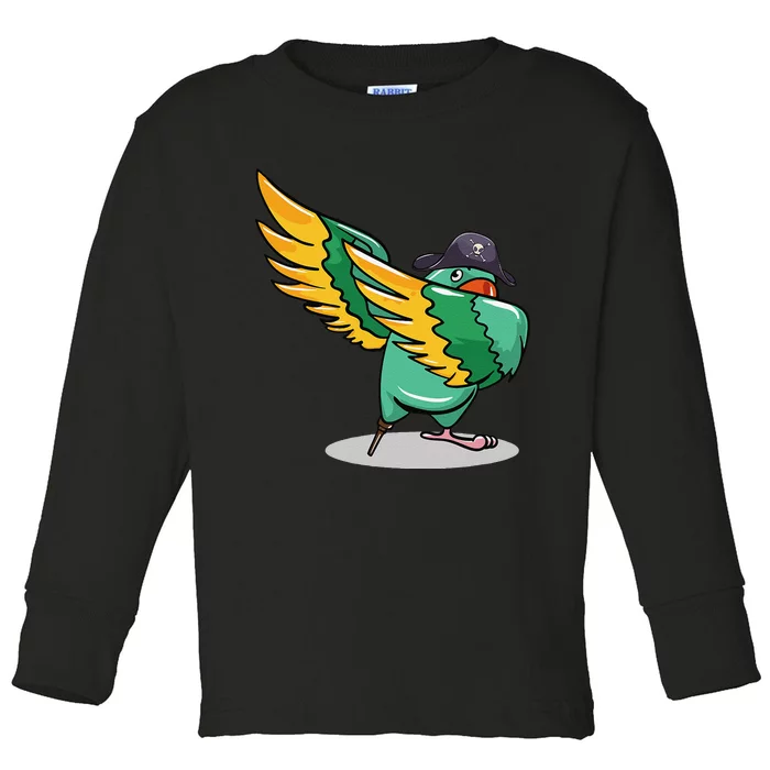 Dabbing Pirate Parrot Gift Illustration Bird Lovers Toddler Long Sleeve Shirt