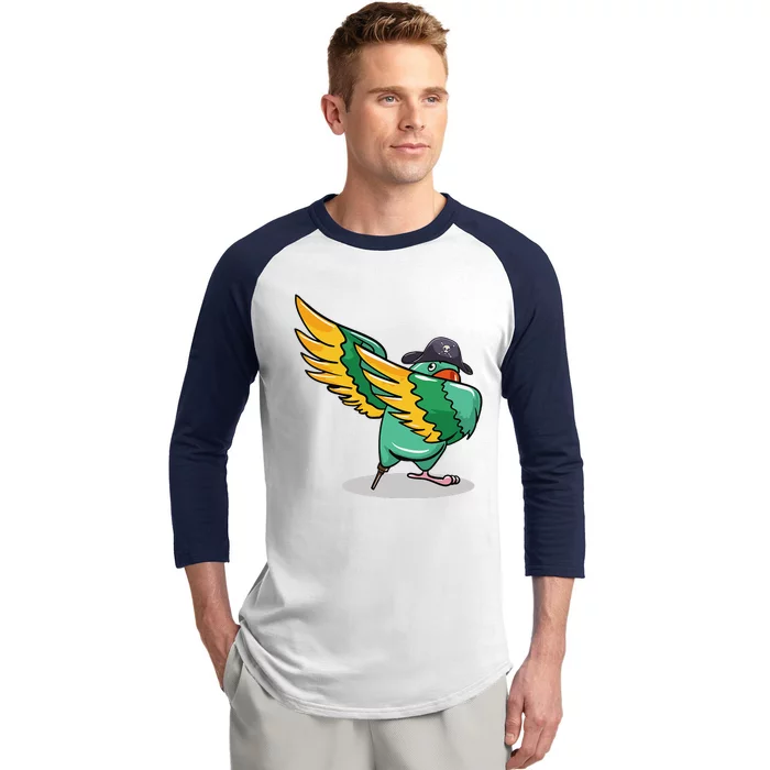 Dabbing Pirate Parrot Gift Illustration Bird Lovers Baseball Sleeve Shirt