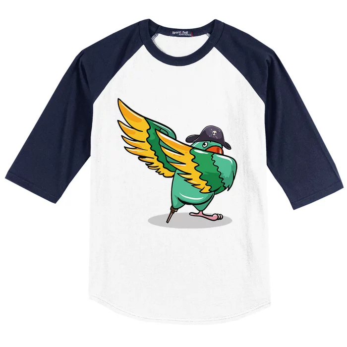 Dabbing Pirate Parrot Gift Illustration Bird Lovers Baseball Sleeve Shirt