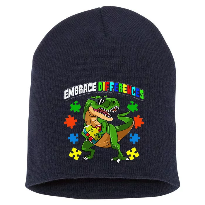 Dinosaur Puzzle Piece Autism Awareness Short Acrylic Beanie