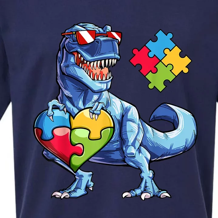 Dinosaur Puzzle Piece Gift Autism Awareness Gift Sueded Cloud Jersey T-Shirt