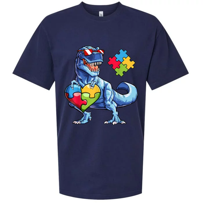 Dinosaur Puzzle Piece Gift Autism Awareness Gift Sueded Cloud Jersey T-Shirt