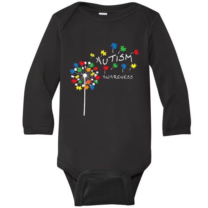 Dandelion Puzzle Piece Cool Autism Awareness Gift Baby Long Sleeve Bodysuit