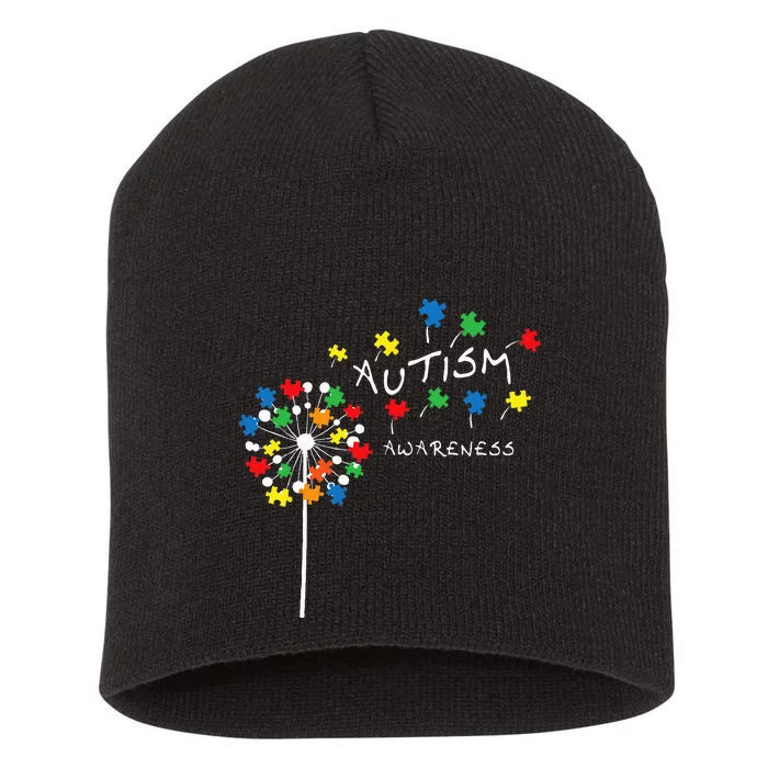 Dandelion Puzzle Piece Cool Autism Awareness Gift Short Acrylic Beanie