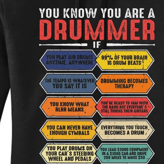 Drum Player Percussion Funny You Know You Are A Drummer Women's Pullover Hoodie