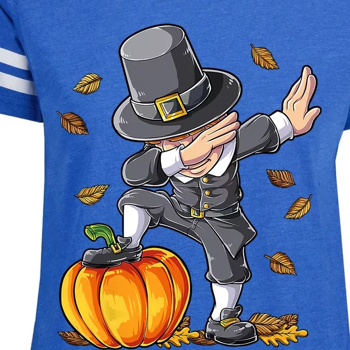 Dabbing Pilgrim Pumpkin Thanksgiving Day Funny Dab Great Gift Enza Ladies Jersey Football T-Shirt