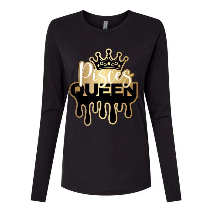 Dripping Pisces Queen Zodiac Meaningful Gift Womens Cotton Relaxed Long Sleeve T-Shirt