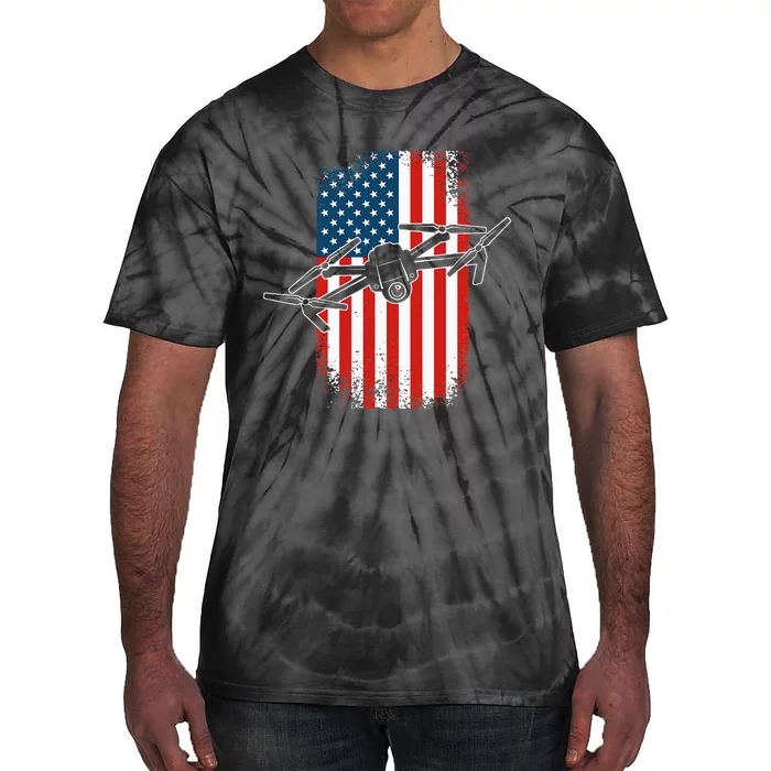 Drone Pilot Quadcopter UAV 4th of July American Flag Tie-Dye T-Shirt