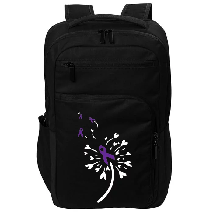 Dandelion Purple Ribbon Pancreatic Cancer Awareness Warrior Gift Impact Tech Backpack